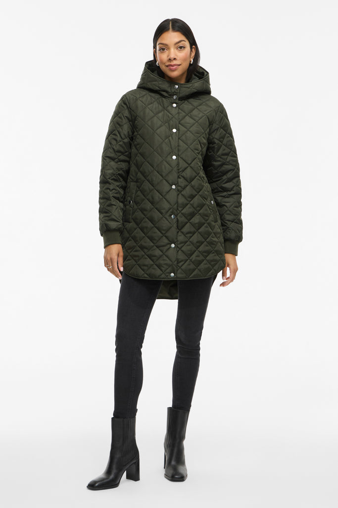Tate Deep Green Quilted Hooded Jacket