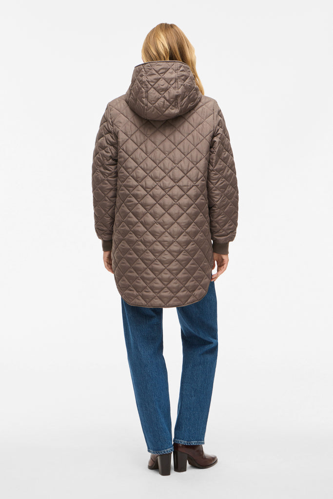 Tate Falcon Brown Quilted Hooded Jacket