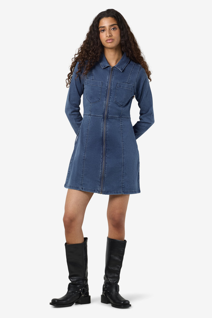 Nise Blue Denim Zip Dress
