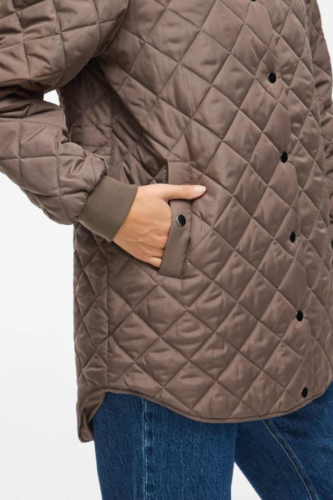 Tate Falcon Brown Quilted Hooded Jacket