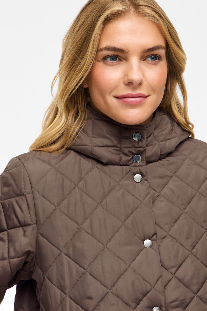Tate Falcon Brown Quilted Hooded Jacket