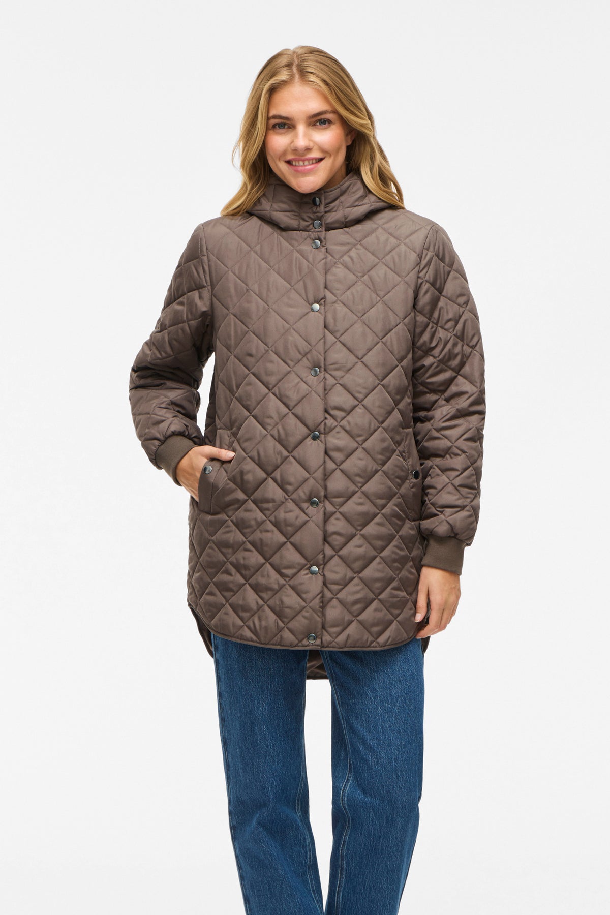 Tate Falcon Brown Quilted Hooded Jacket