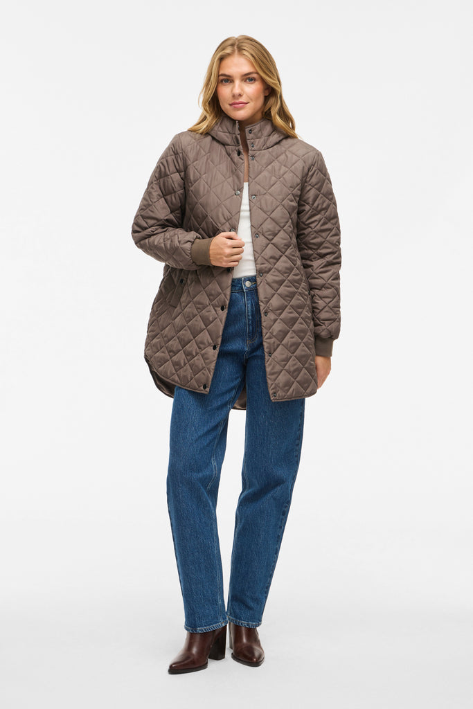 Tate Falcon Brown Quilted Hooded Jacket