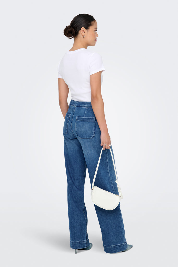 Madison High Waisted Medium Blue Button Jeans