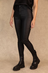 Callie High Waisted Skinny Coated Black Jeans