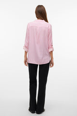 Bumpy Pink Cosmos & White Stripe Shirt