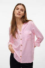 Bumpy Pink Cosmos & White Stripe Shirt