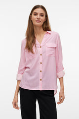 Bumpy Pink Cosmos & White Stripe Shirt