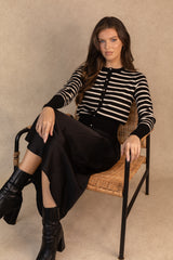 Valley Black Pearl Buttoned Stripe Cardigan