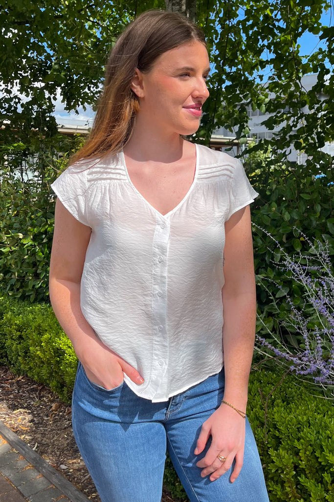 Josie Cap Sleeve White Top