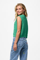 Jena O-Neck Green Knit Vest Top
