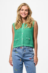 Jena O-Neck Green Knit Vest Top
