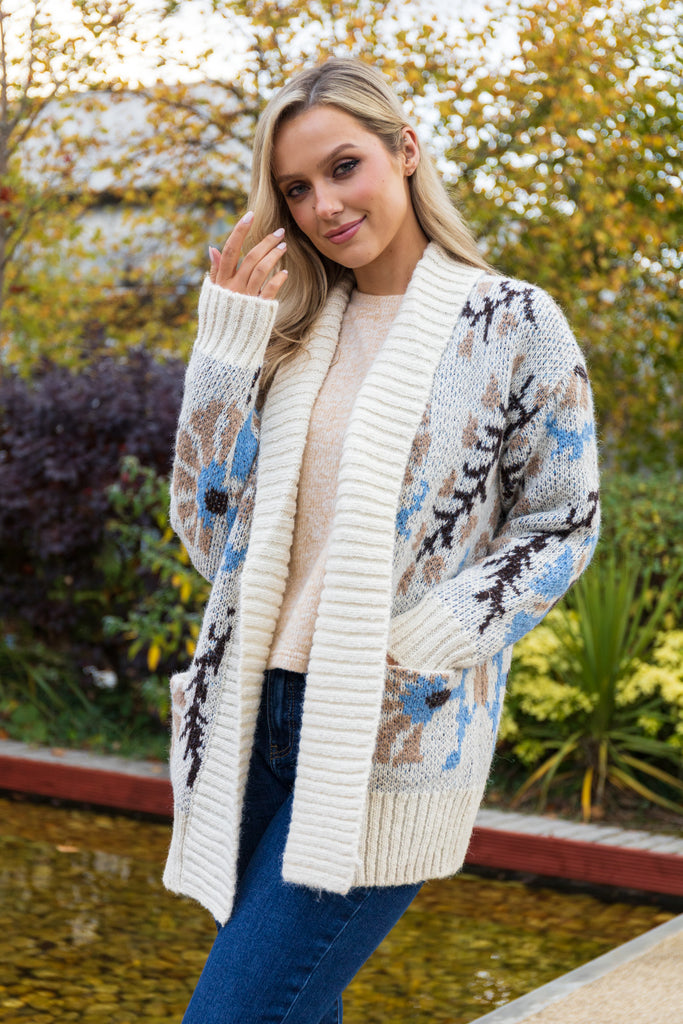 Skylar Beige Knit Open Cardigan