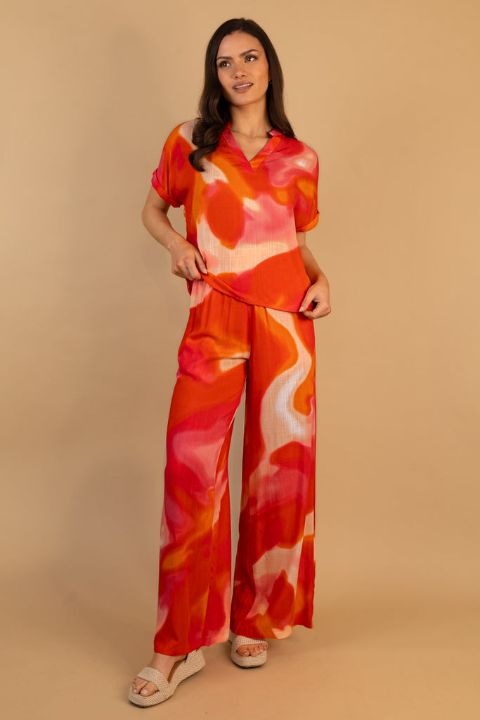 Jade High Waisted Tangerine Co-Ord Trousers