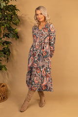 Noval Life Long Sleeve Paisley Dress