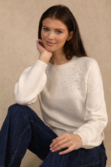 Cream Pearl Embellished Knit