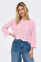 Nola Pink Crochet Cropped Knit