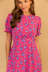 Freya Pink & Blue Floral Ditzy Print Dress