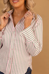 Clarisa Pink & Green Striped Shirt