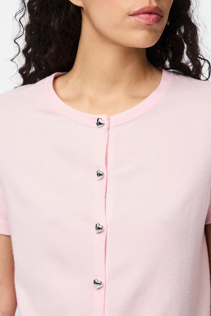 Corina O-neck Short Sleeve Pink Cardigan