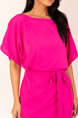 Harriet Fuchsia  Boat Neck Dress