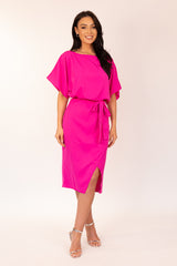 Harriet Fuchsia  Boat Neck Dress