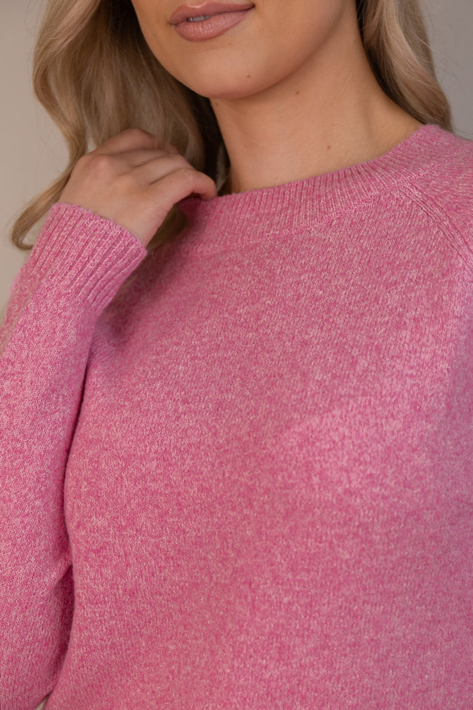 Fuchia Pink Doffy O-Neck Knit