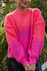 Rose Block Colour Pink & Coral Knit