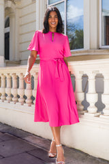 Aria Fuchsia Pink Midi Dress