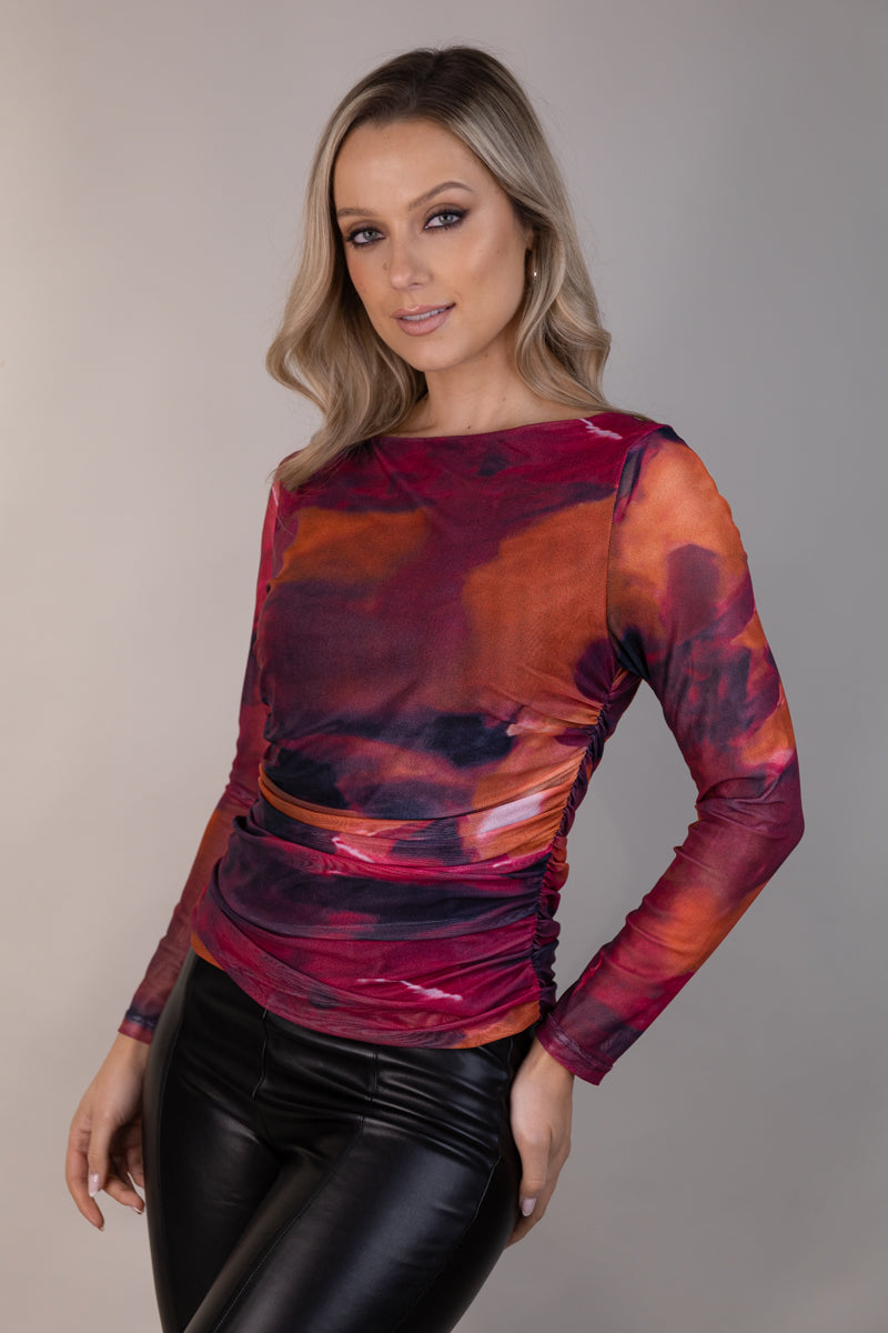 Joy Long Sleeve Mesh Tie Dye Top