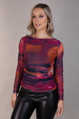 Joy Long Sleeve Mesh Tie Dye Top