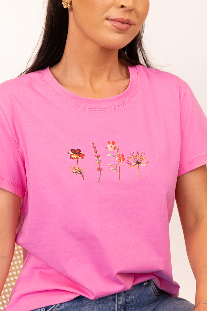 Maggie Pink Flower Print T-Shirt