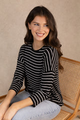 Brianna Black & White Stripe Knit