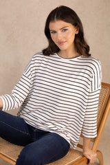 Brianna White & Black Striped Knit