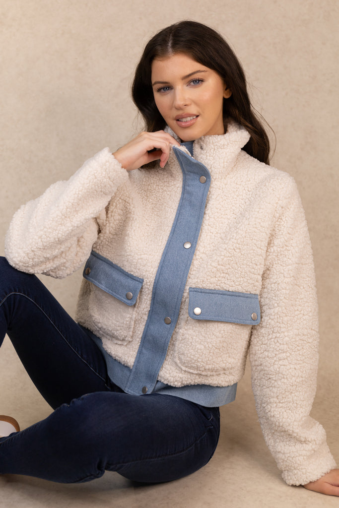 Jolene Denim & Sherpa Mix Jacket