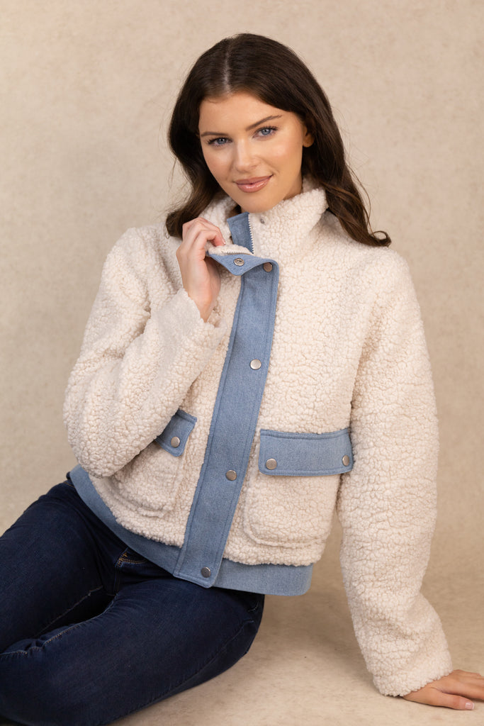 Jolene Denim & Sherpa Mix Jacket