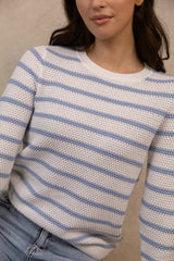 Dalo O-Neck Kentucky Blue & White Stripe Knit Jumper