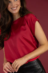 Ellette Magenta Pink Satin Top