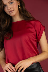 Ellette Magenta Pink Satin Top