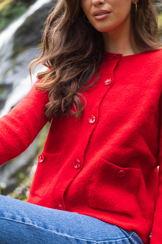 Kasida Red Button Up Cardigan