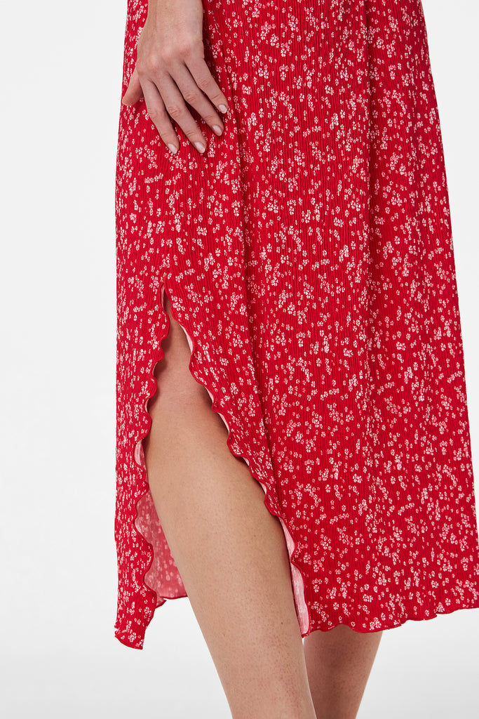 Flora High Waisted Lollipop Red Midi Skirt