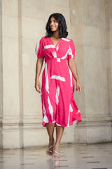 Pink & White Print Rexa Dress