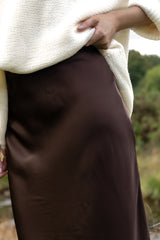 Ellette Coffee Brown Slip Skirt