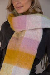 Rilla Pink & Mustard Brushed Over-Sized Scarf