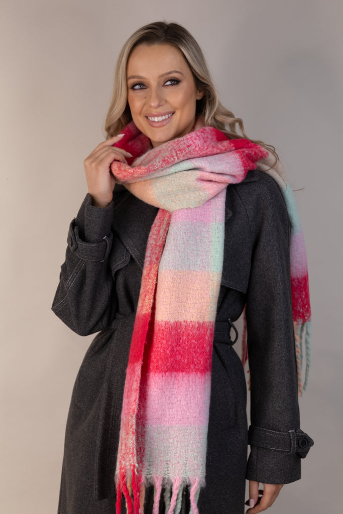 Rilla Coral Brushed Over-Sized Scarf