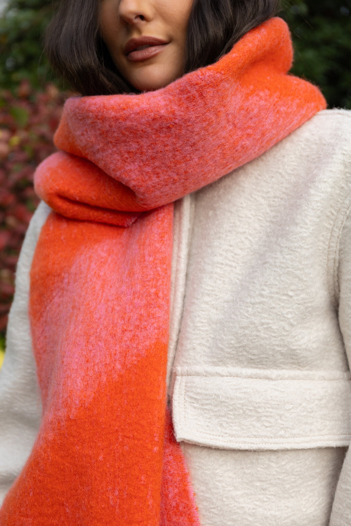 Nadia Pink & Orange Brushed Scarf