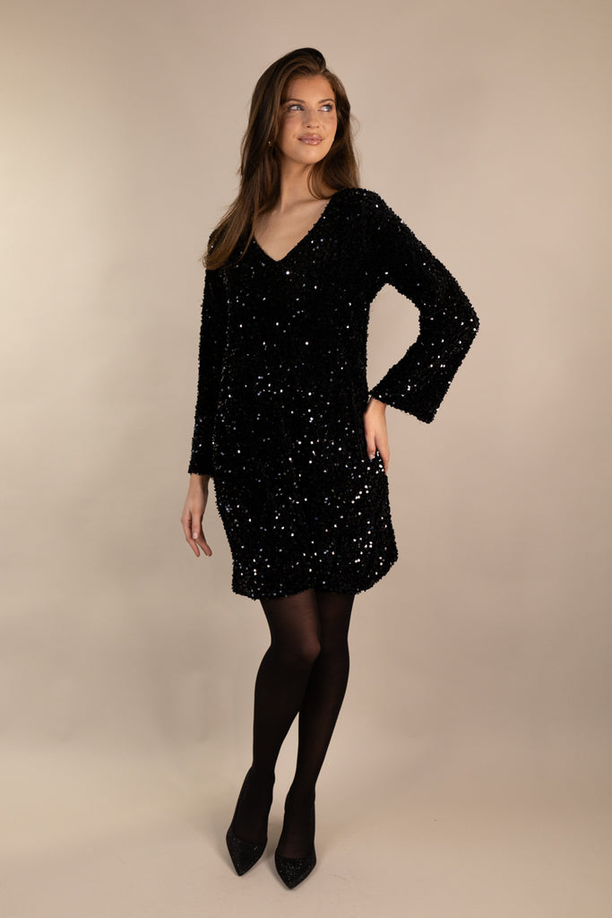 Faith V-Neck Sequin Shift Dress