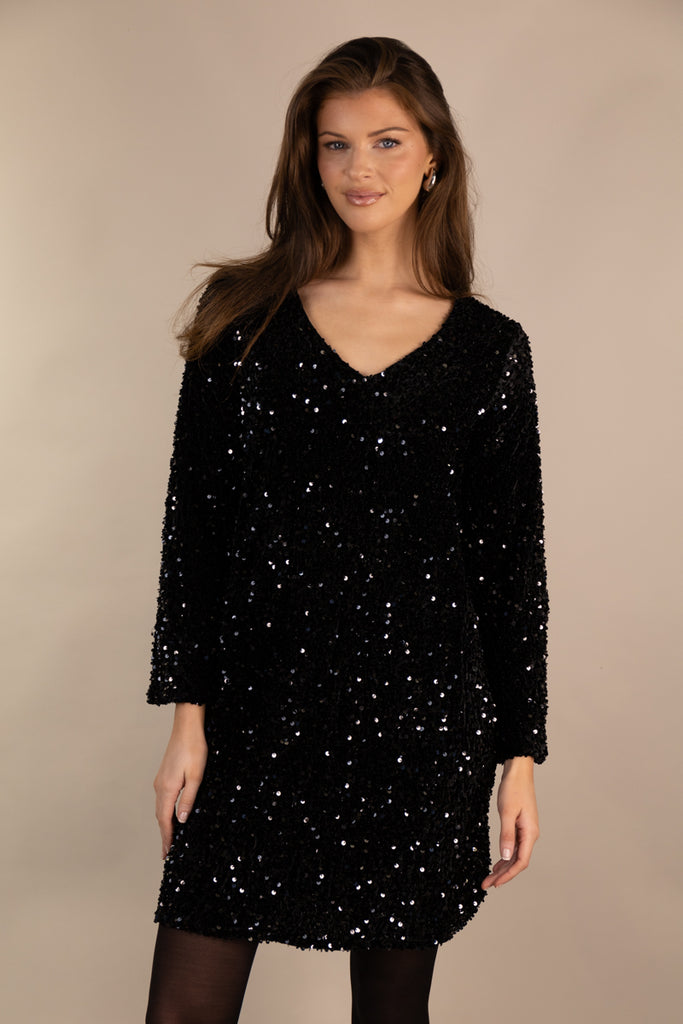 Faith V-Neck Sequin Shift Dress