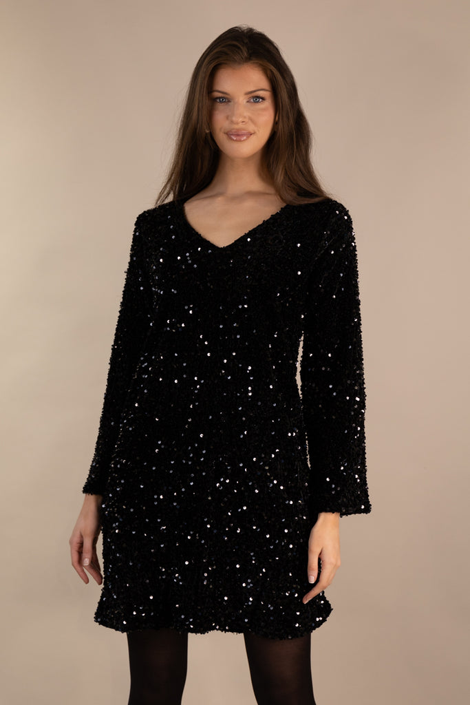 Faith V-Neck Sequin Shift Dress