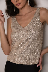 Lana Stone Sequin V-Neck Top